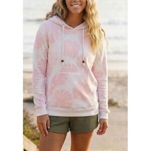 Ron Jon Surf Shop Palm Paradise Hacci Hoodie Pink Tropical Leaf L